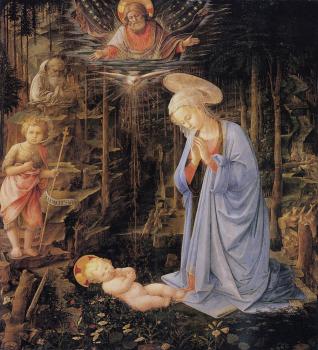 菲利皮諾 利比 The adoration with the infant Baptist and St Bernard